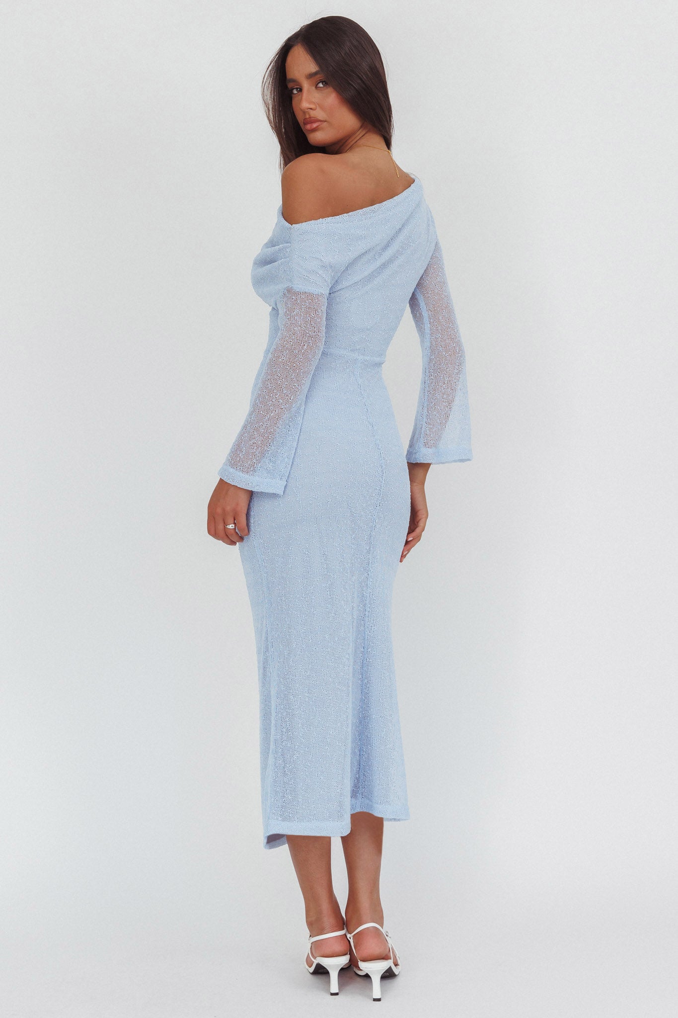 Alivya Asymmetric Neckline Knit Maxi Dress Blue by Selfie Leslie Australia