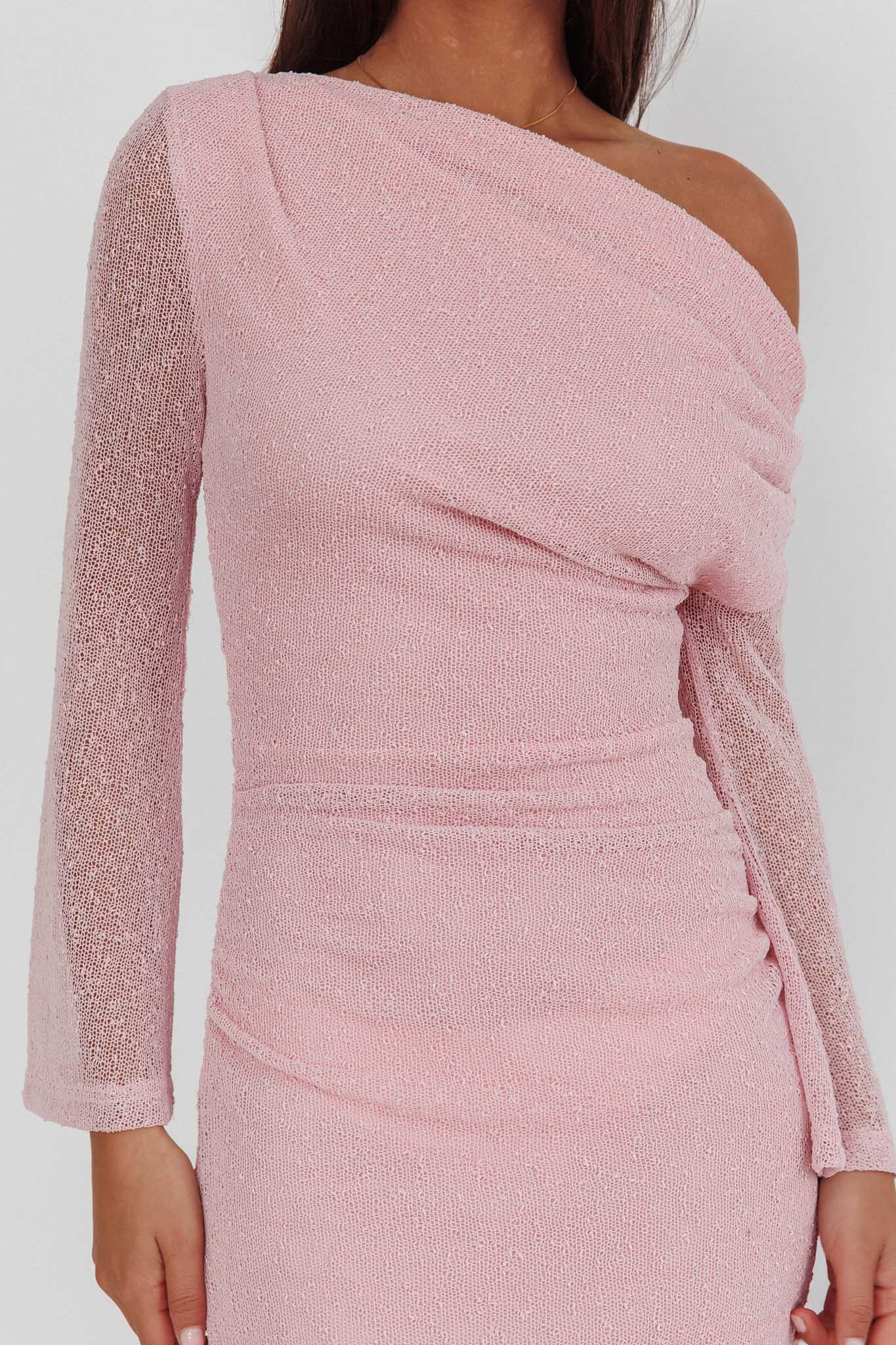 Alivya Asymmetric Neckline Knit Maxi Dress Pink by Selfie Leslie Australia