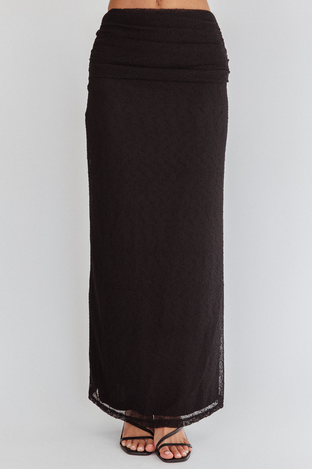 Alivya Ruched Side Maxi Skirt Black by Selfie Leslie Australia