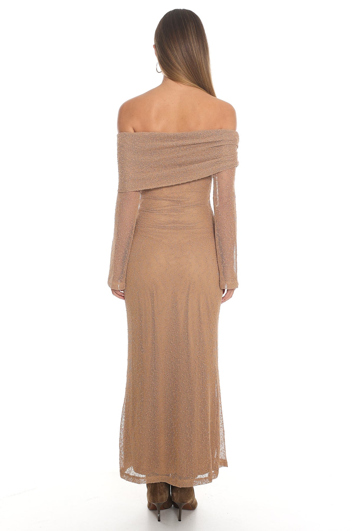 Alivya Off-Shoulder Knit Maxi Dress Mocha by Selfie Leslie Australia