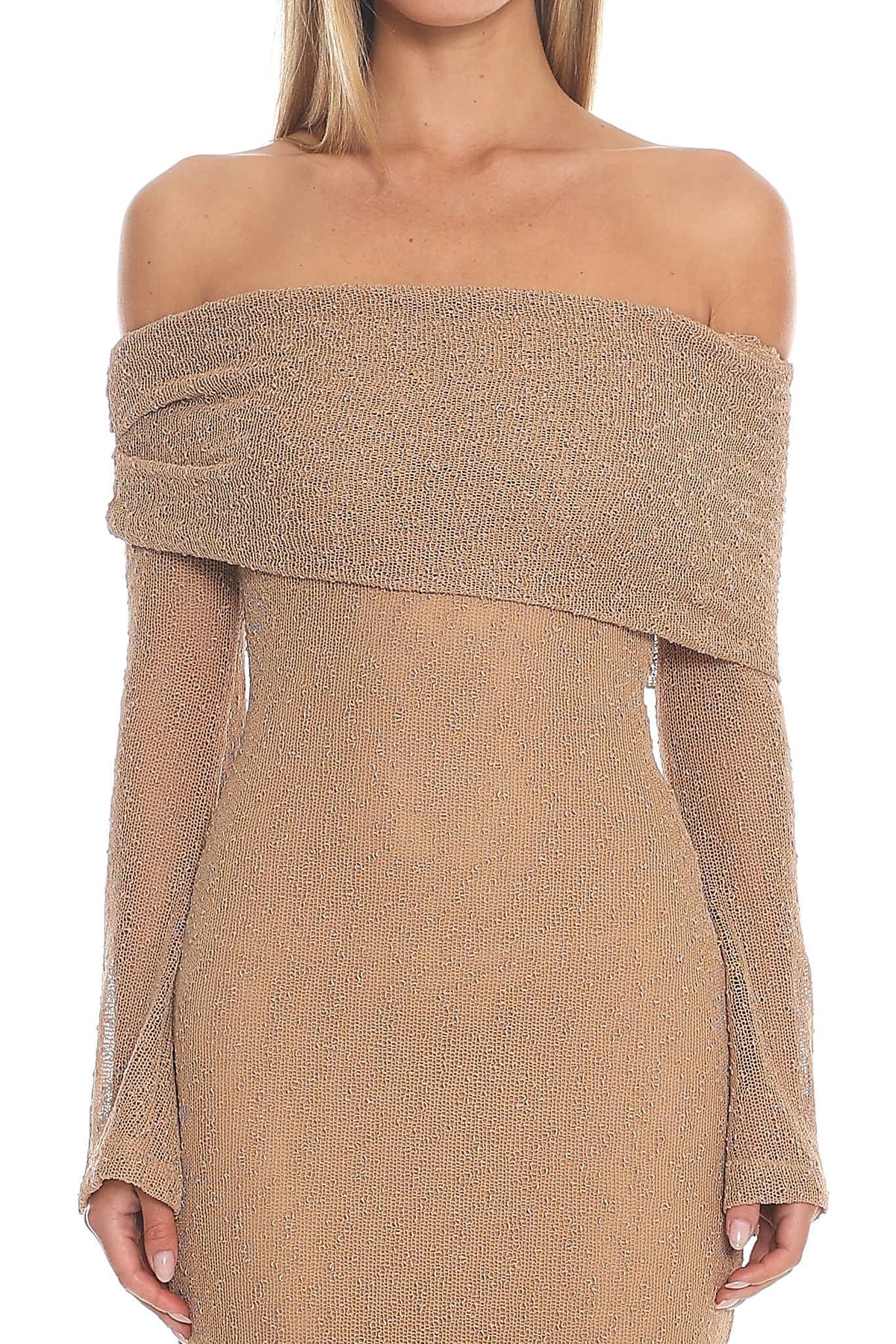 Alivya Off-Shoulder Knit Maxi Dress Mocha by Selfie Leslie Australia