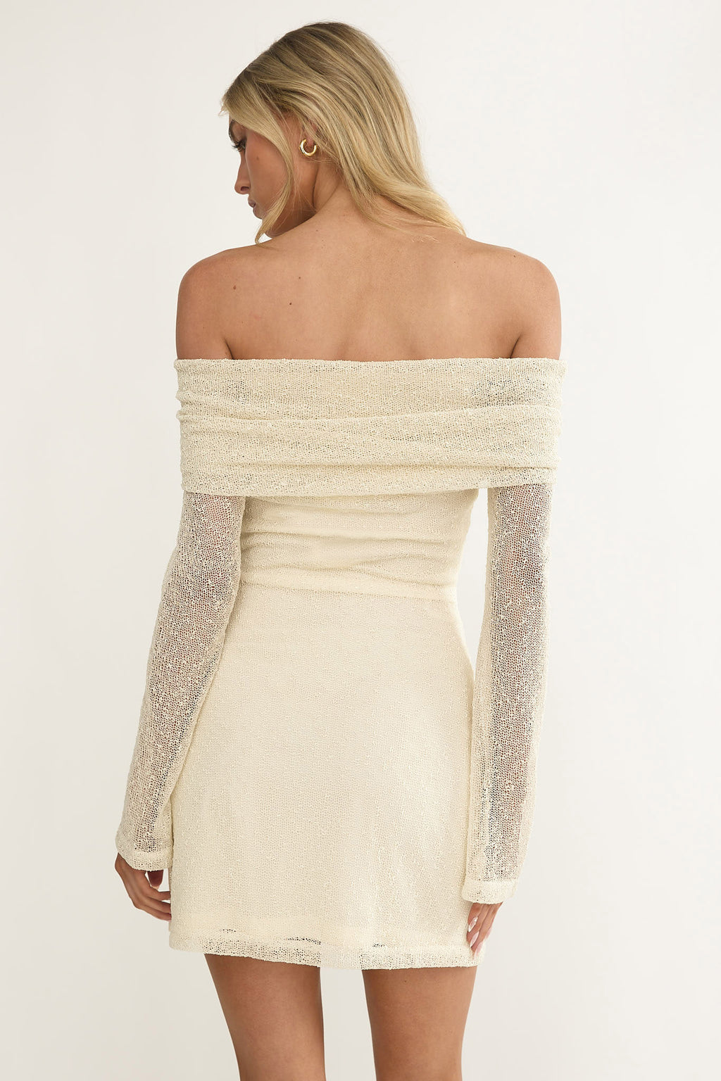 Alivya Off-Shoulder Knit Mini Dress Butter by Selfie Leslie Australia