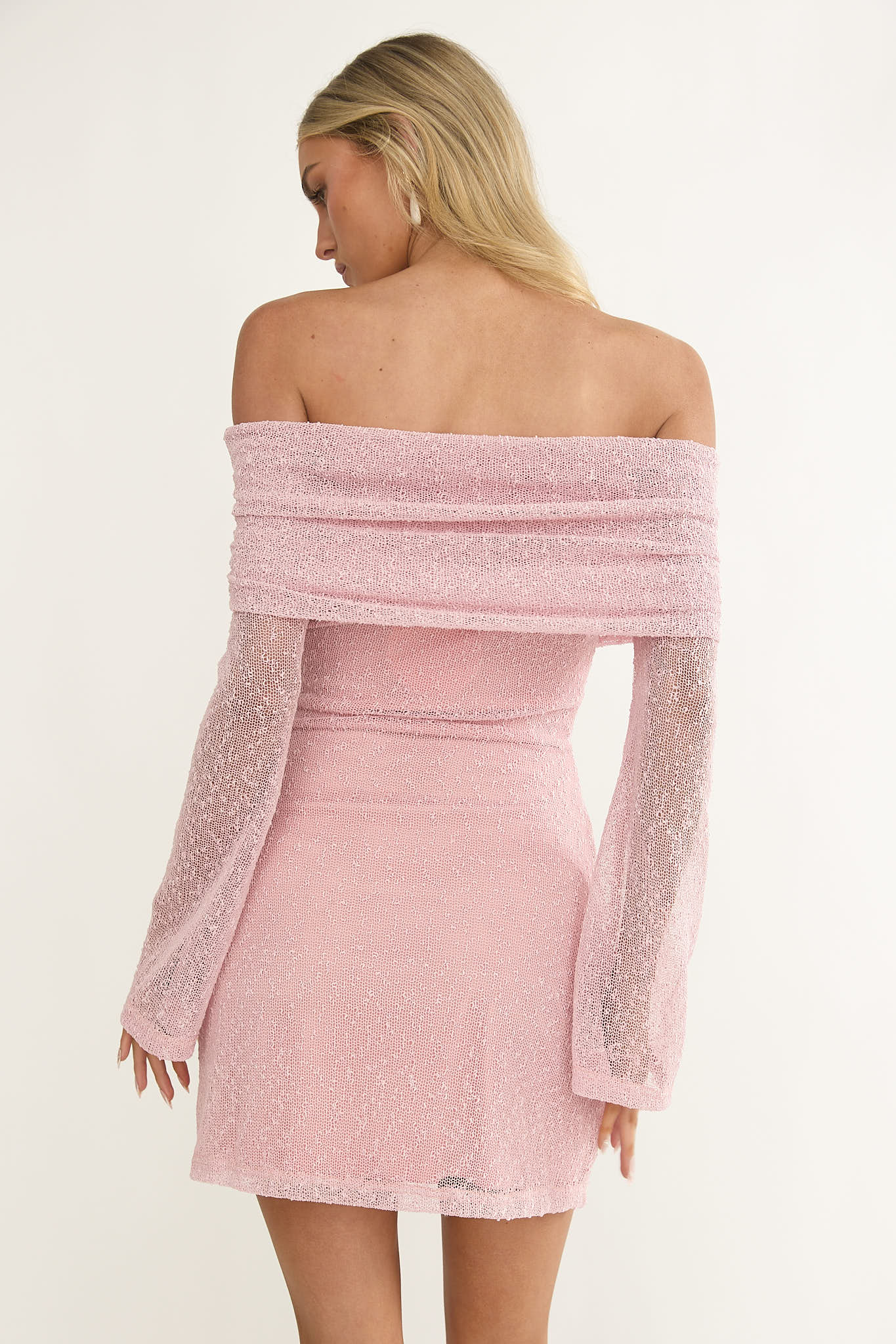 Alivya Off-Shoulder Knit Mini Dress Pink by Selfie Leslie Australia