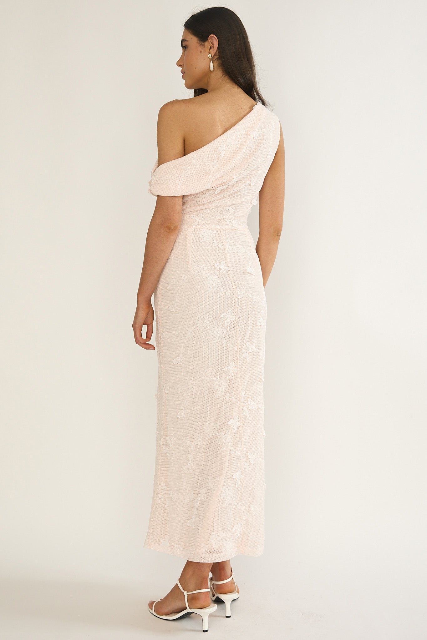 Alivya Asymmetric Neckline Maxi Dress Embellished Pink by Selfie Leslie Australia