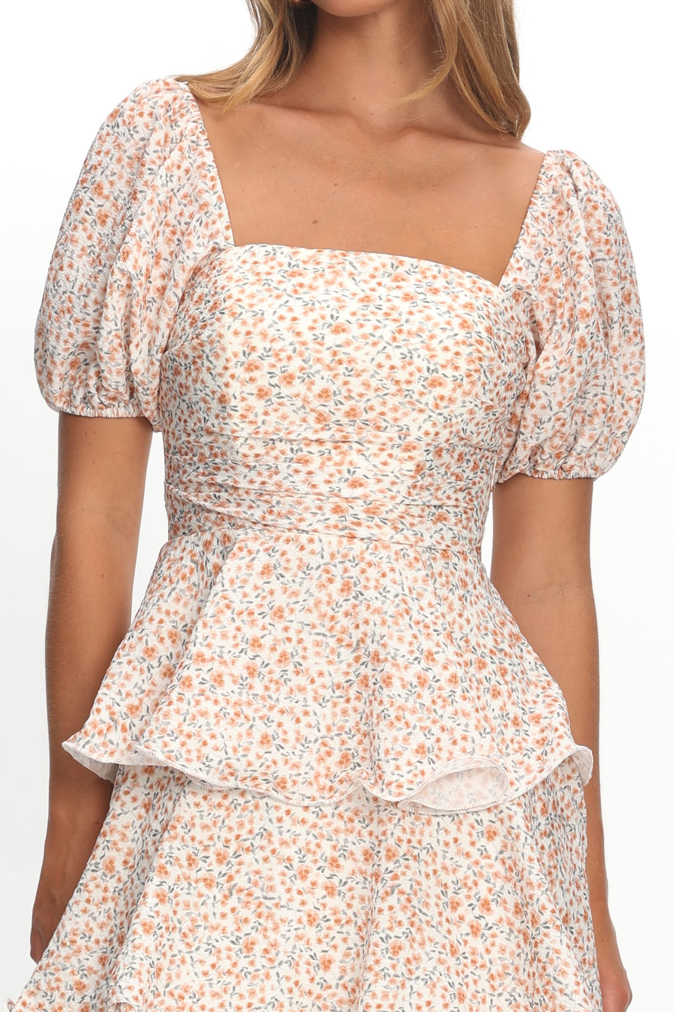 Giavana Puff Sleeve Layered Maxi Dress Orange by Selfie Leslie Australia