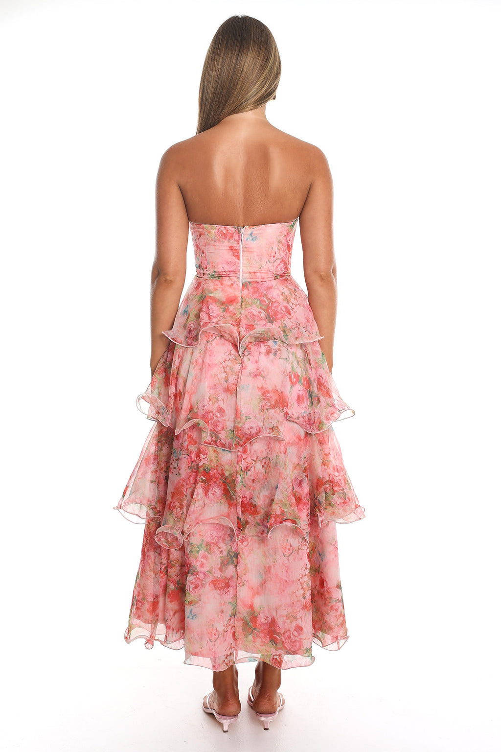 Malani Tiered Midi Dress Red