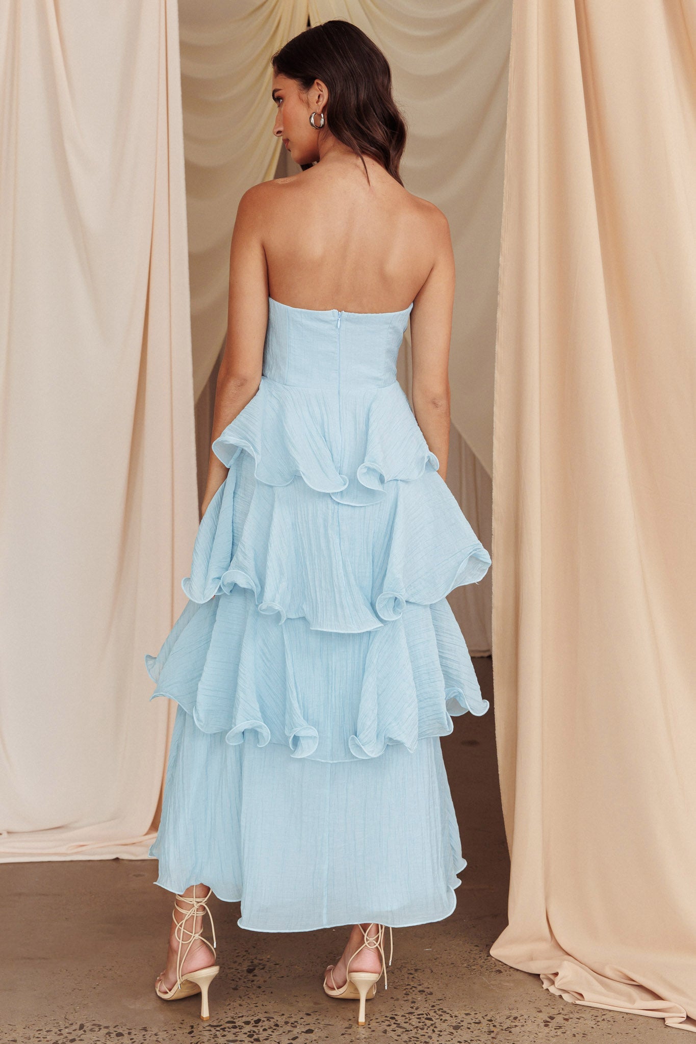 Hayden Blue Wave Strapless Midi Dress
