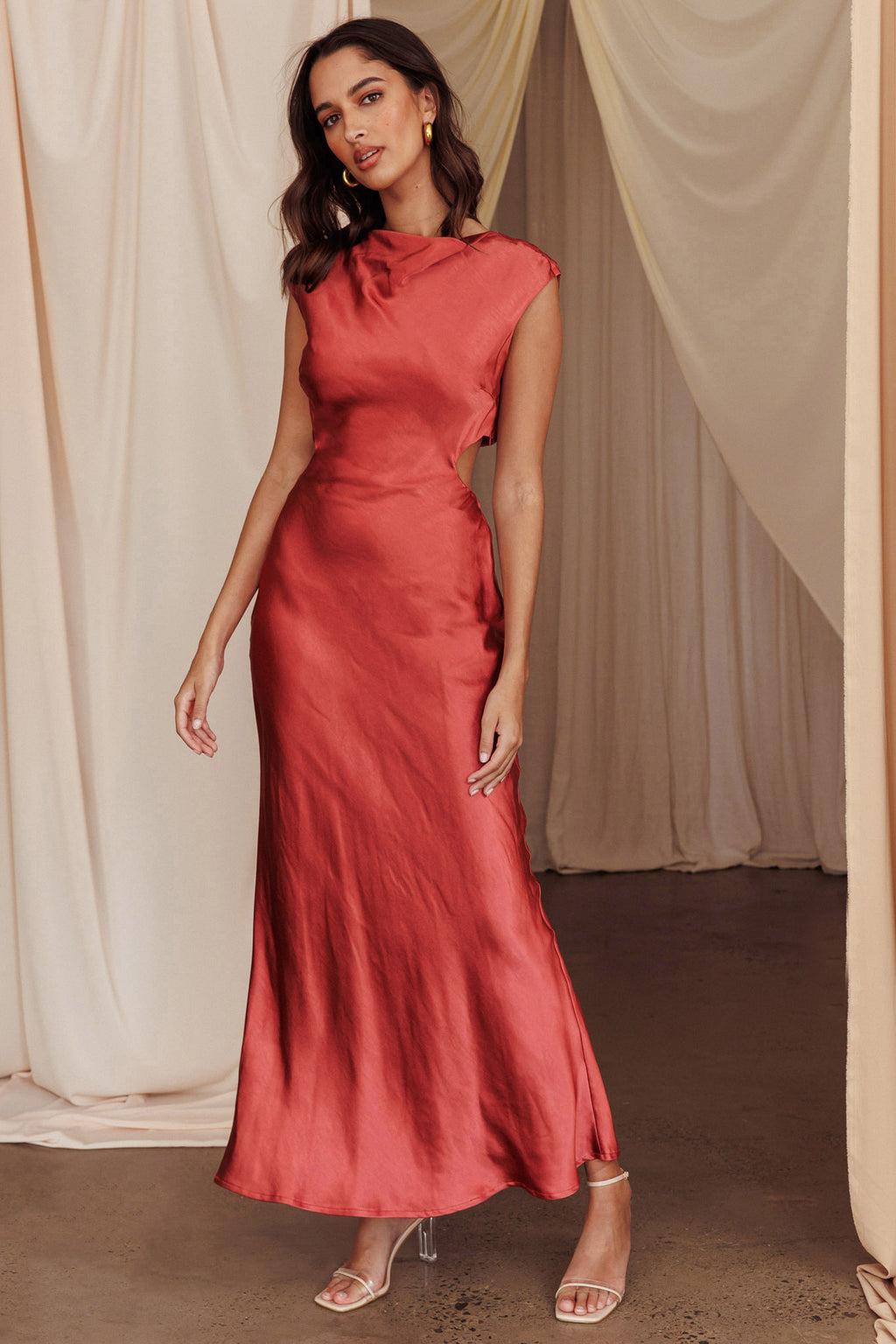 Starlight Sonata Cut-Out Cowl Back Maxi Dress Autumn by Selfie Leslie Australia