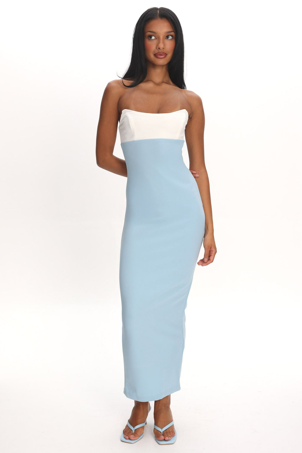 Regent Strapless Maxi Dress Contrast Blue by Selfie Leslie Australia
