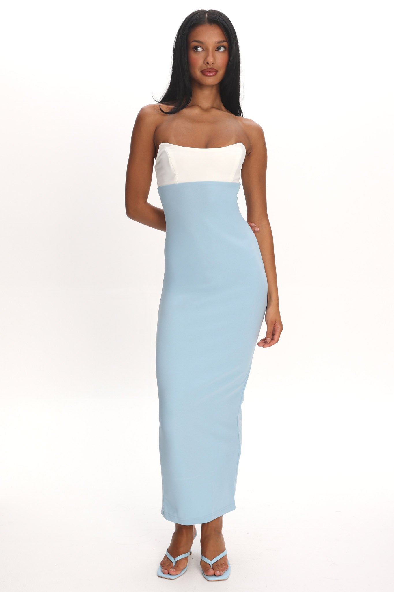 Regent Strapless Maxi Dress Contrast Blue by Selfie Leslie Australia