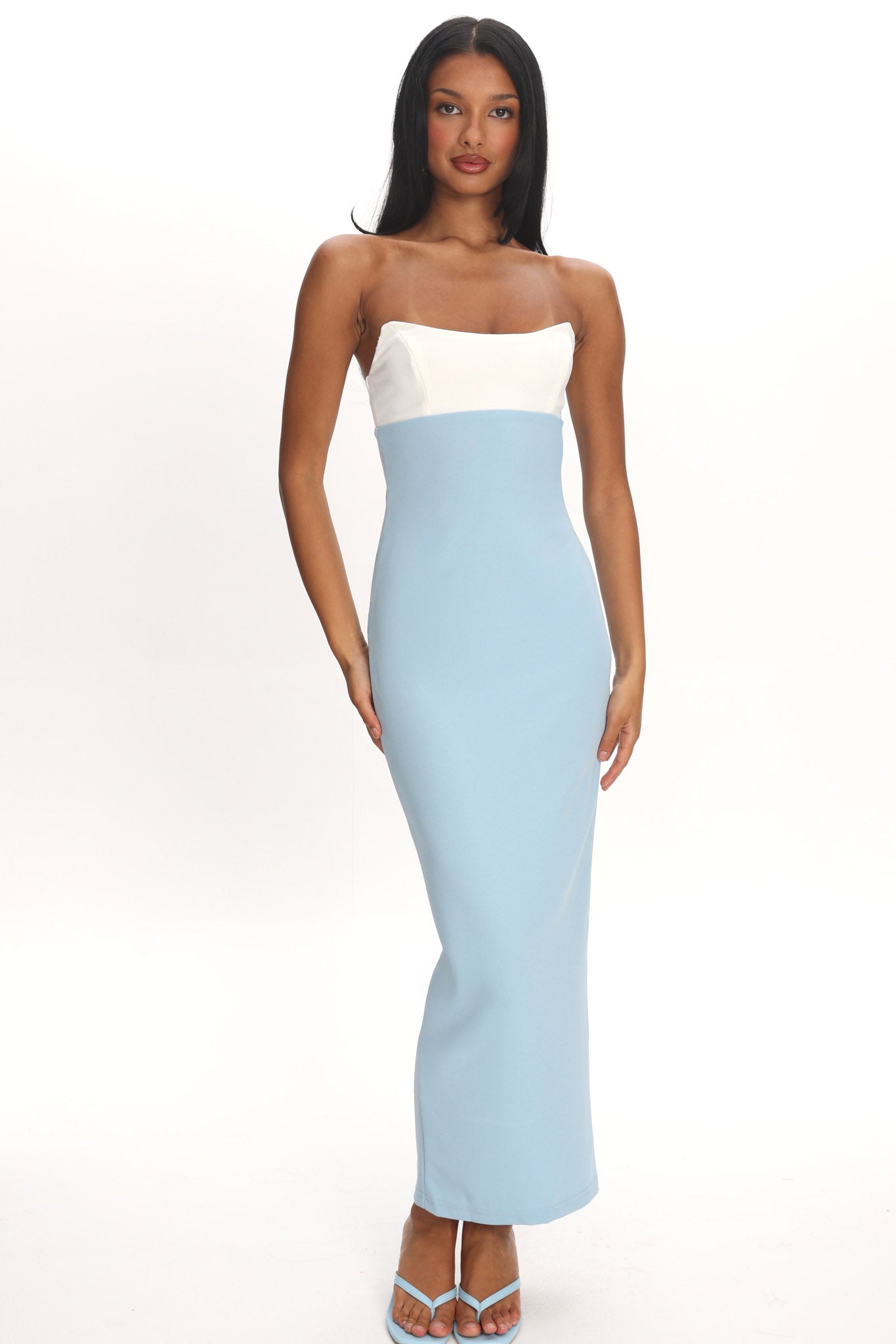 Regent Strapless Maxi Dress Contrast Blue by Selfie Leslie Australia