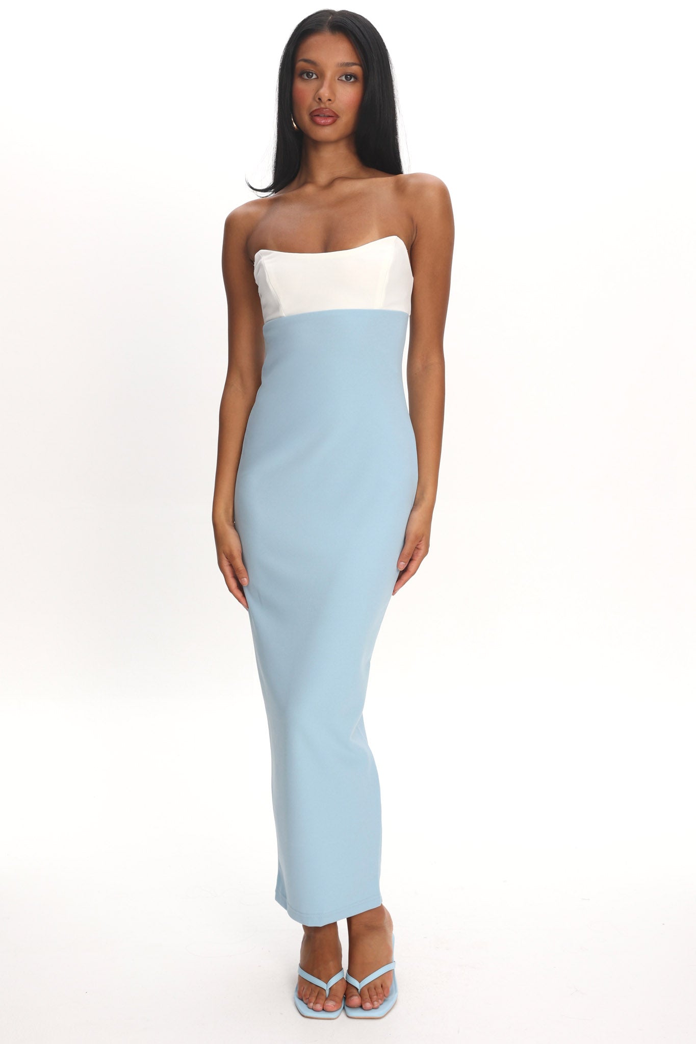 Regent Strapless Maxi Dress Contrast Blue by Selfie Leslie Australia