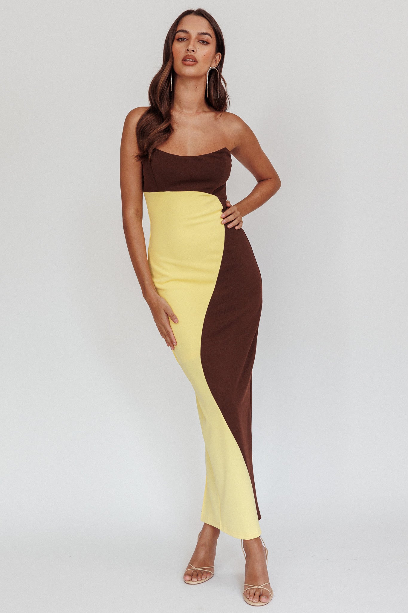 Regent Strapless Maxi Dress Cedar Yellow by Selfie Leslie Australia