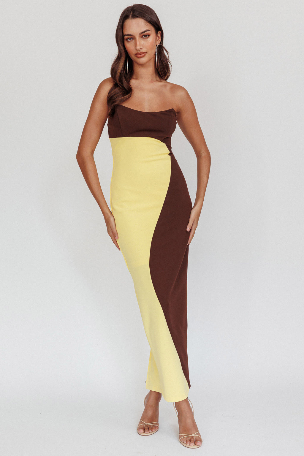 Regent Strapless Maxi Dress Cedar Yellow by Selfie Leslie Australia