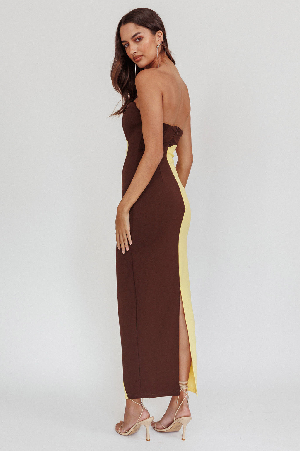 Regent Strapless Maxi Dress Cedar Yellow by Selfie Leslie Australia