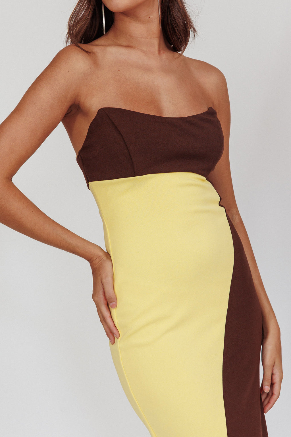 Regent Strapless Maxi Dress Cedar Yellow by Selfie Leslie Australia