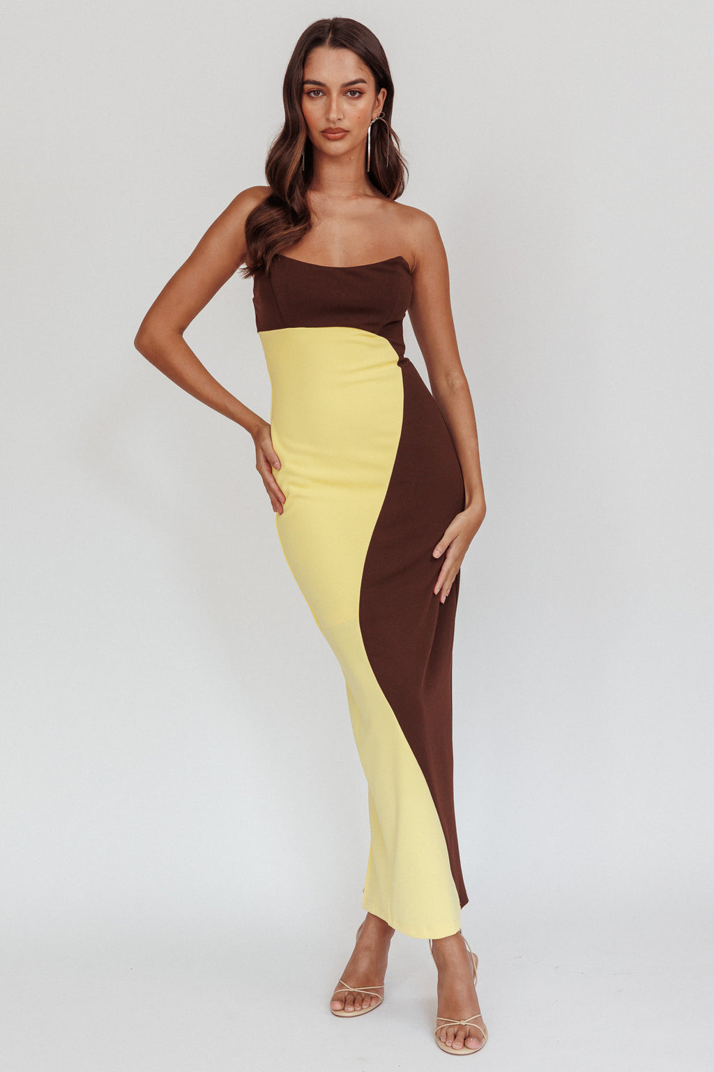 Regent Strapless Maxi Dress Cedar Yellow by Selfie Leslie Australia