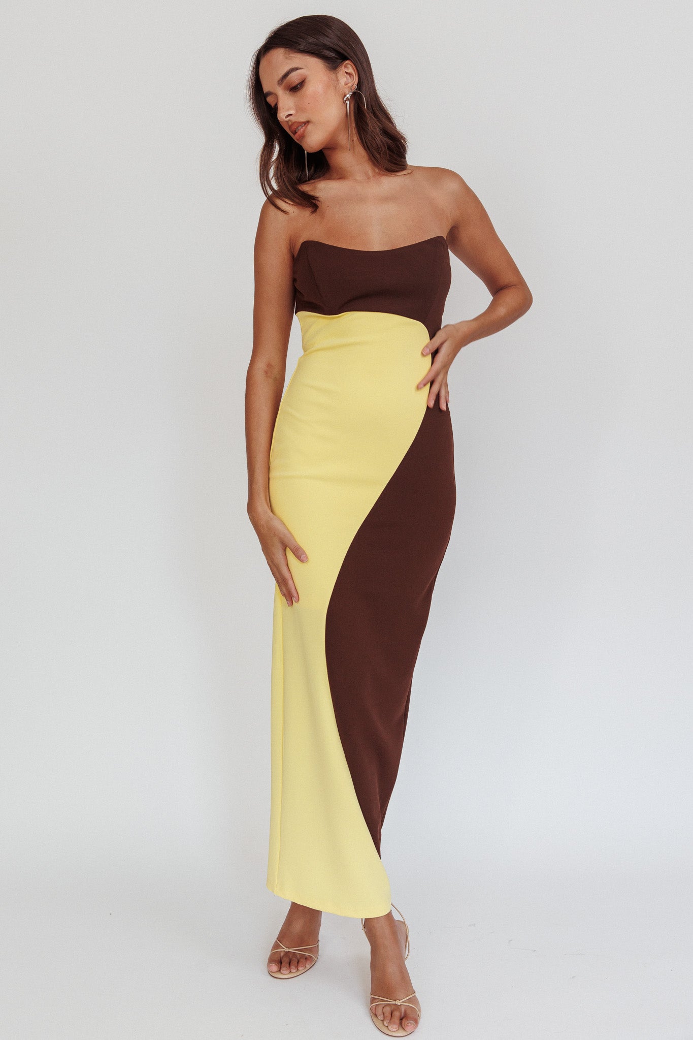 Regent Strapless Maxi Dress Cedar Yellow by Selfie Leslie Australia