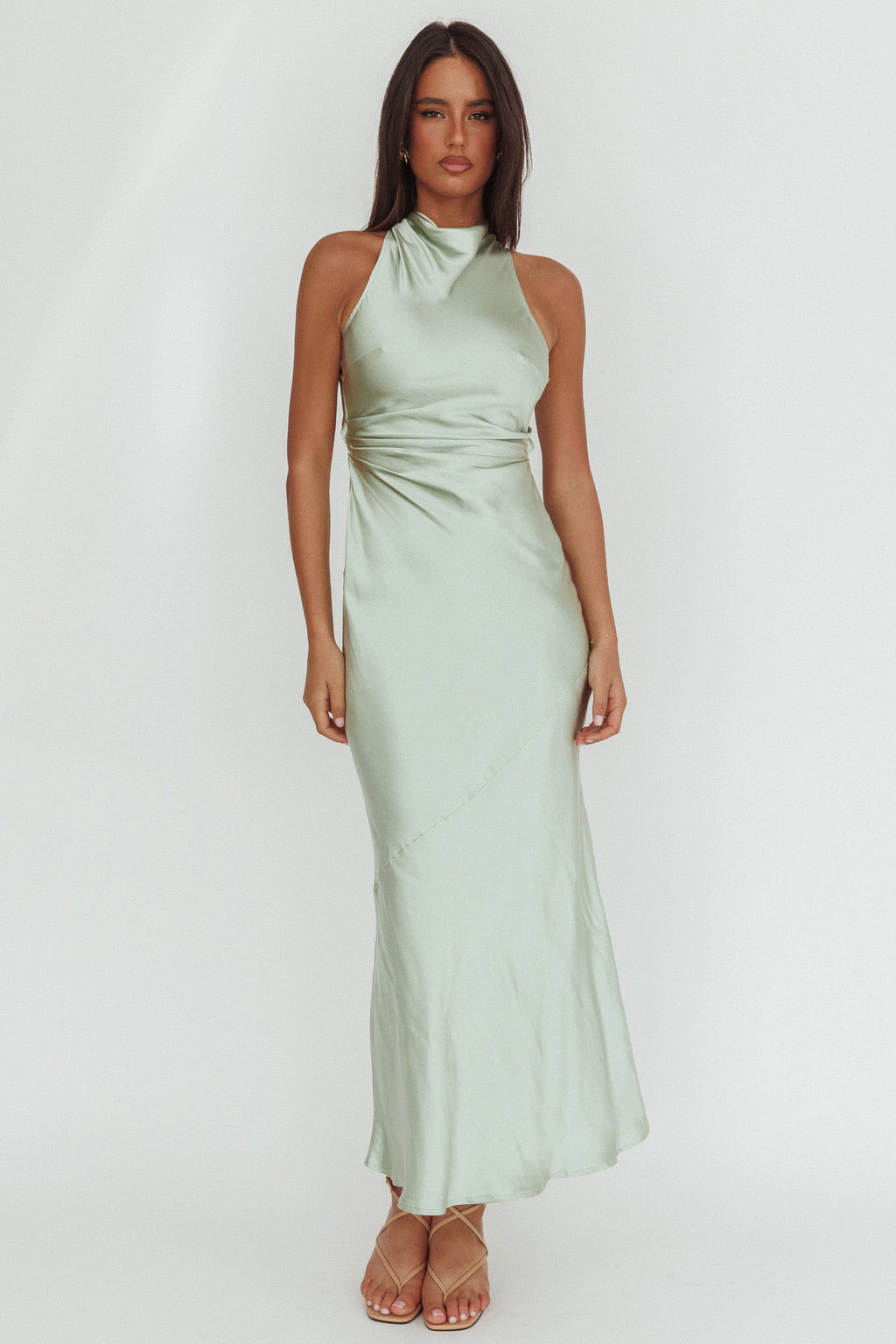 Moonlight Mirage Criss-Cross Back Maxi Dress Pistachio by Selfie Leslie Australia