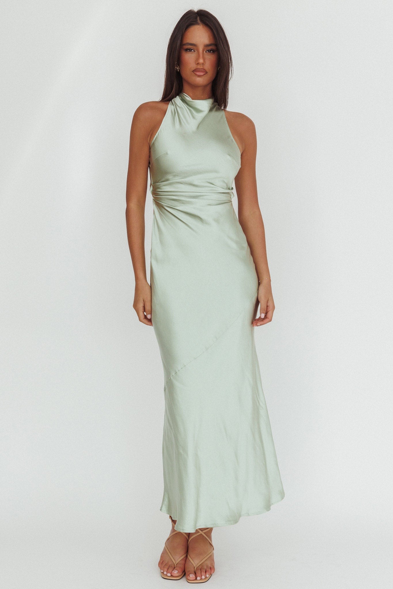 Moonlight Mirage Criss-Cross Back Maxi Dress Pistachio by Selfie Leslie Australia