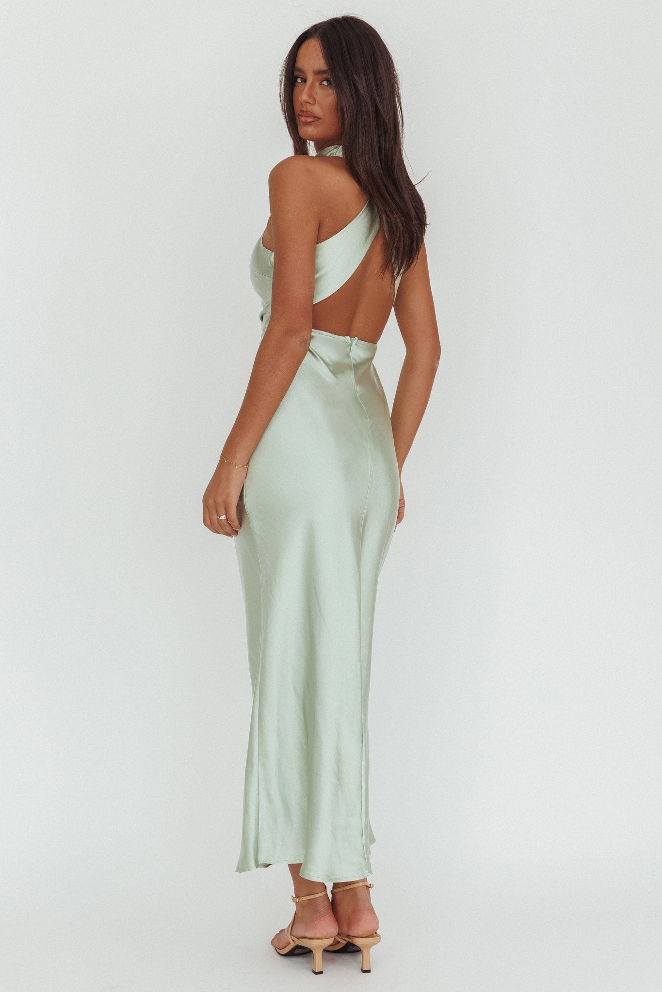 Moonlight Mirage Criss-Cross Back Maxi Dress Pistachio by Selfie Leslie Australia