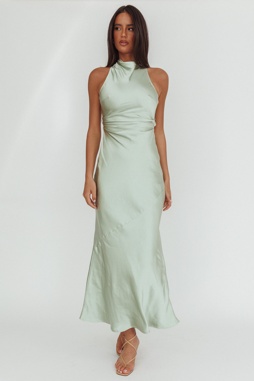 Moonlight Mirage Criss-Cross Back Maxi Dress Pistachio by Selfie Leslie Australia