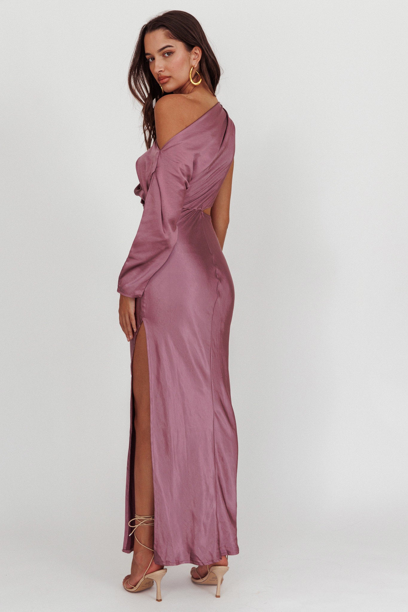 See You Again One Sleeve Maxi Dress Grape by Selfie Leslie Australia