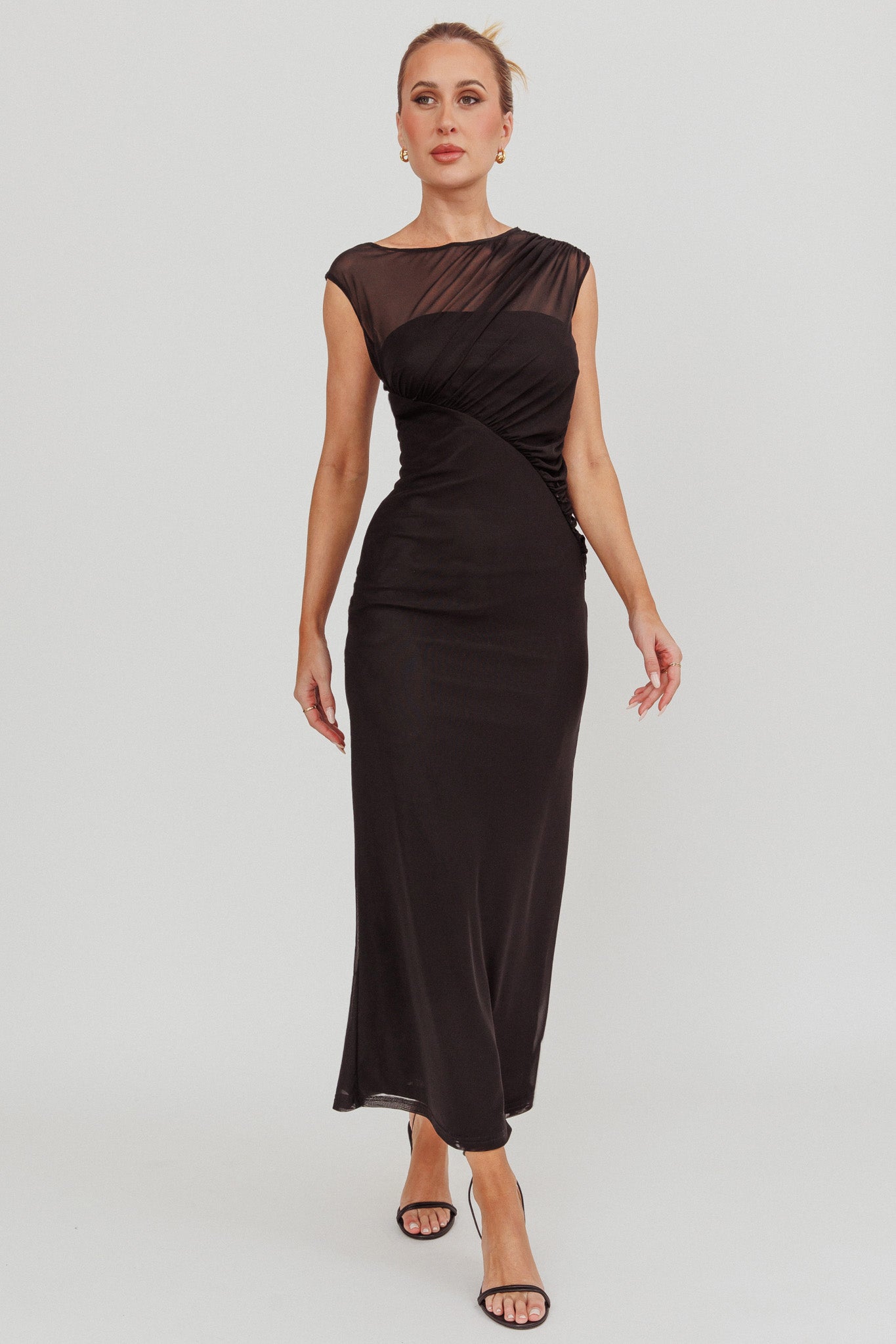 Passion Mesh Sleeveless Maxi Dress Black by Selfie Leslie Australia