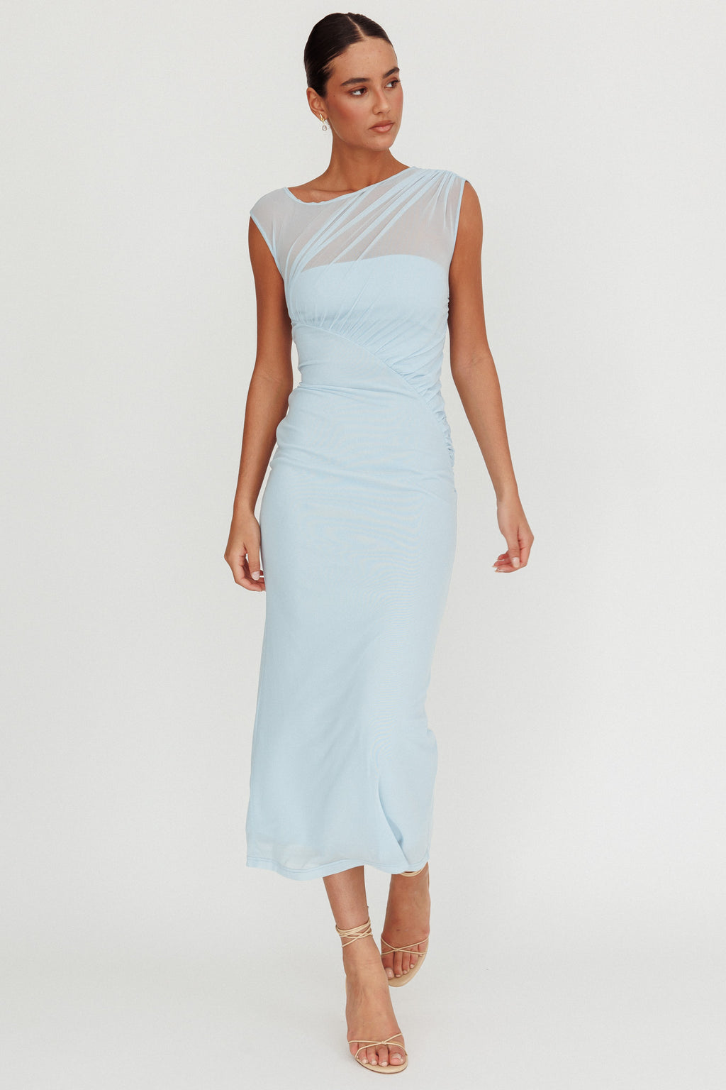 Passion Mesh Sleeveless Maxi Dress Blue by Selfie Leslie Australia