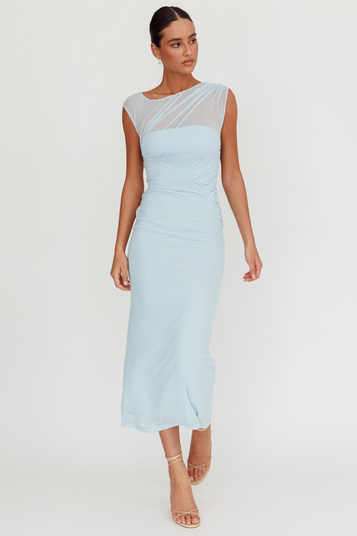 Passion Mesh Sleeveless Maxi Dress Blue by Selfie Leslie Australia