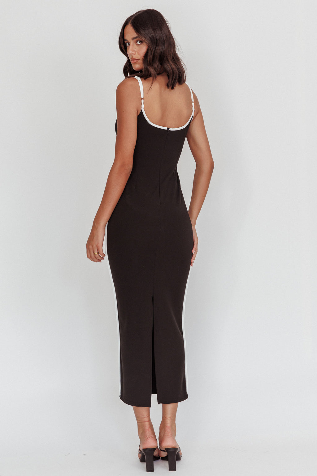 She's A Mystery Piping Trim Maxi Dress Black by Selfie Leslie Australia
