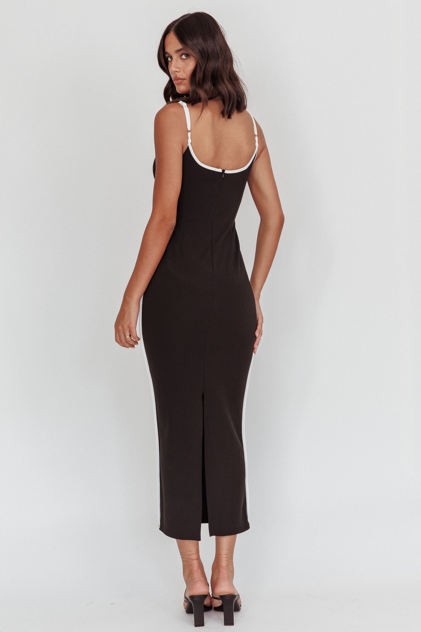 She's A Mystery Piping Trim Maxi Dress Black by Selfie Leslie Australia
