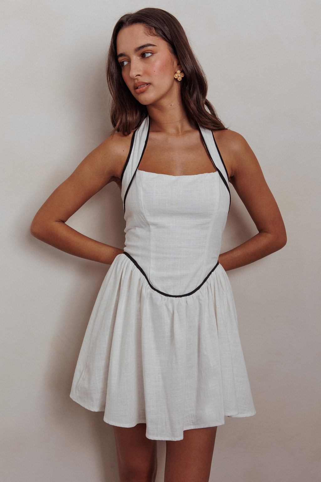 Rune Halterneck Mini Dress White by Selfie Leslie Australia
