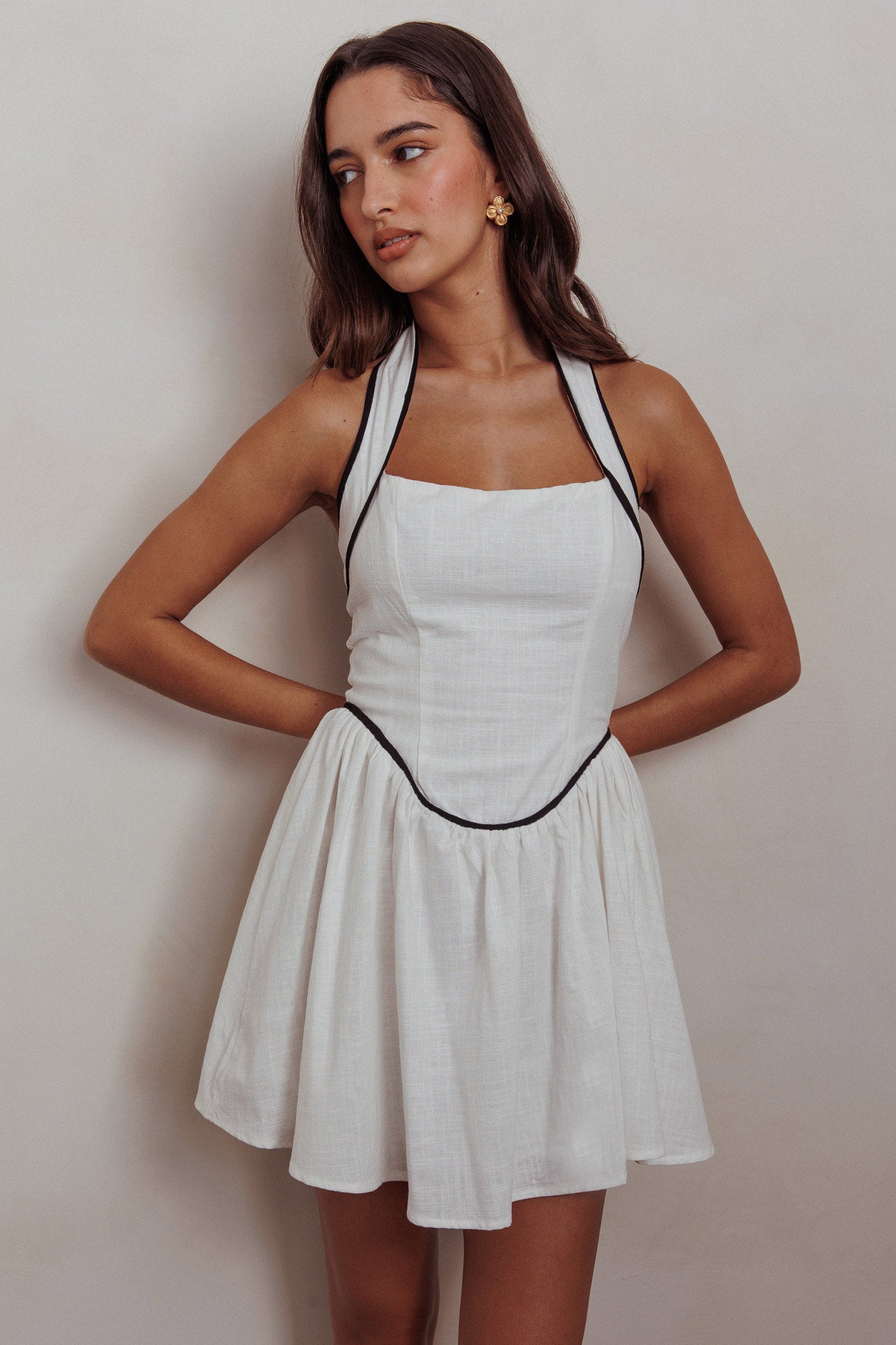 Rune Halterneck Mini Dress White by Selfie Leslie Australia