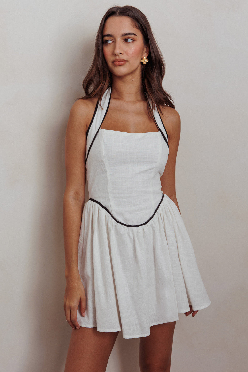 Rune Halterneck Mini Dress White by Selfie Leslie Australia