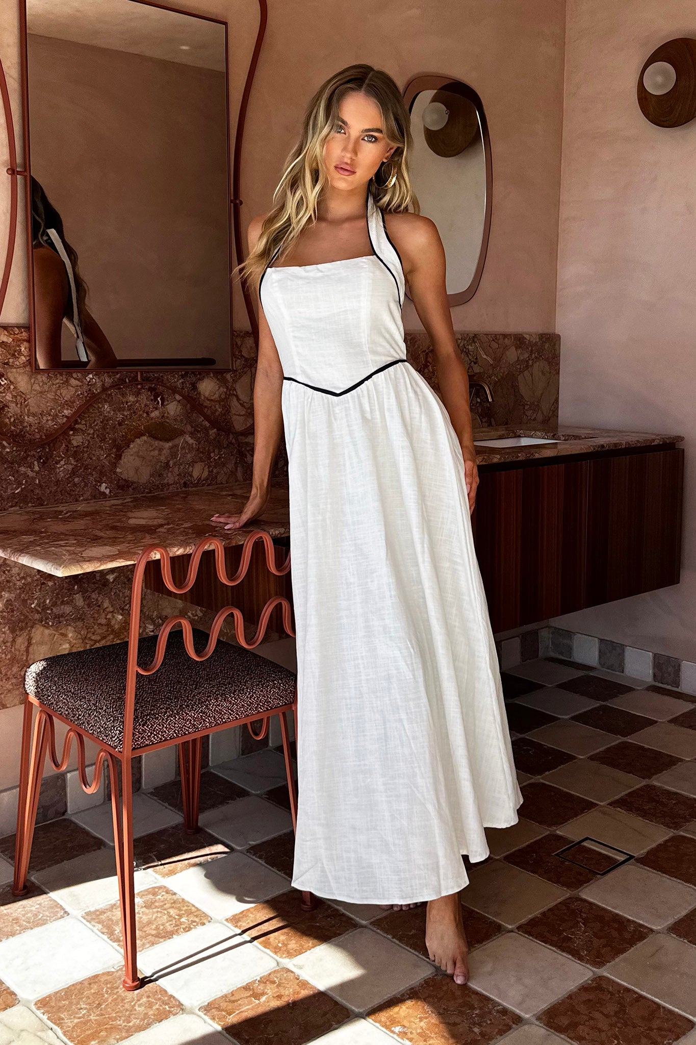 Rune Backless Maxi Dress White by Selfie Leslie Australia