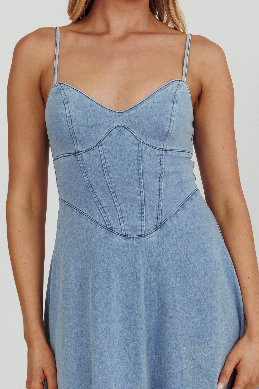 Comet A-Line Midi Dress Light Denim by Selfie Leslie Australia