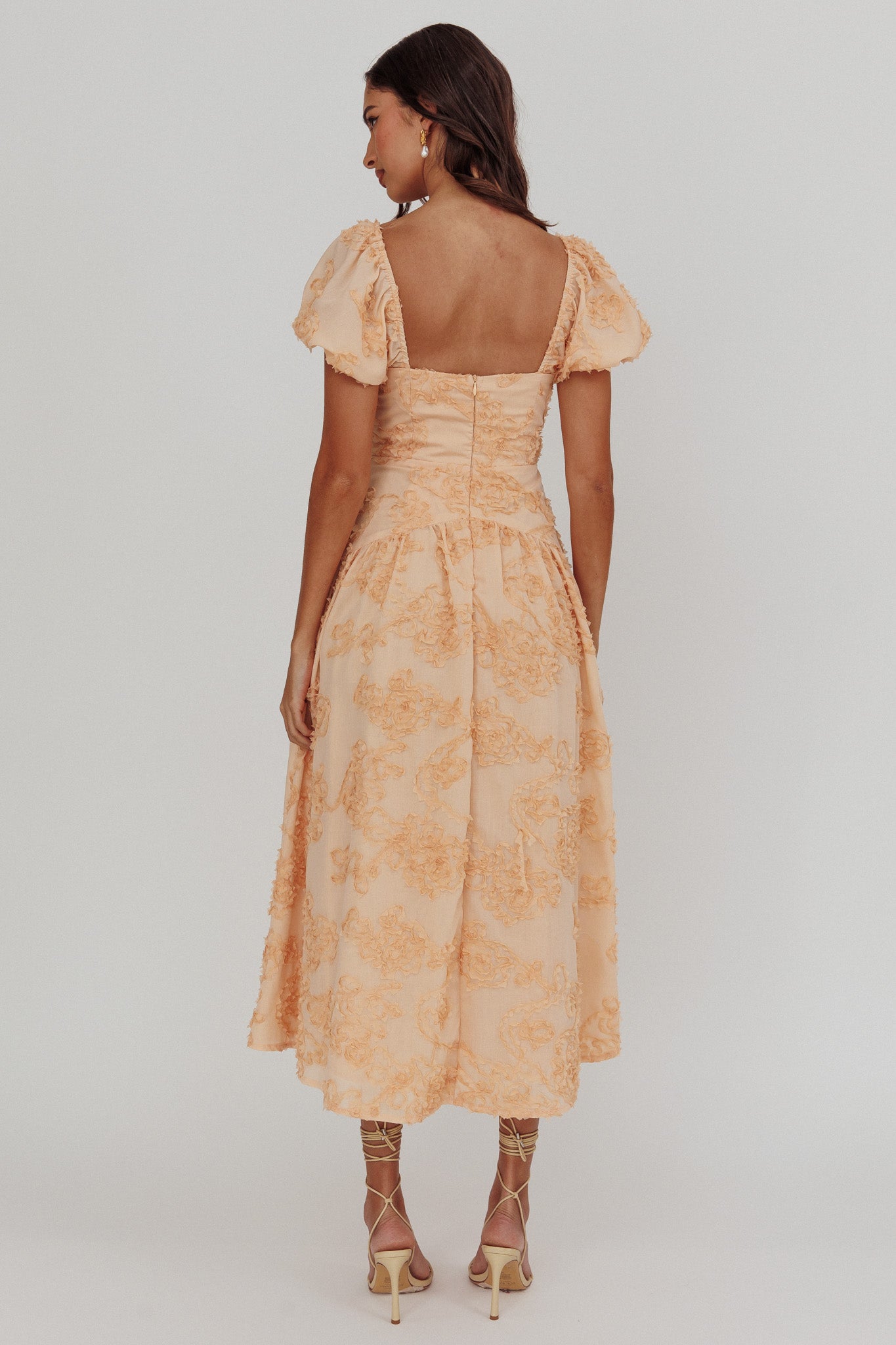 Telma Puff Sleeves Midi Dress Blush by Selfie Leslie Australia