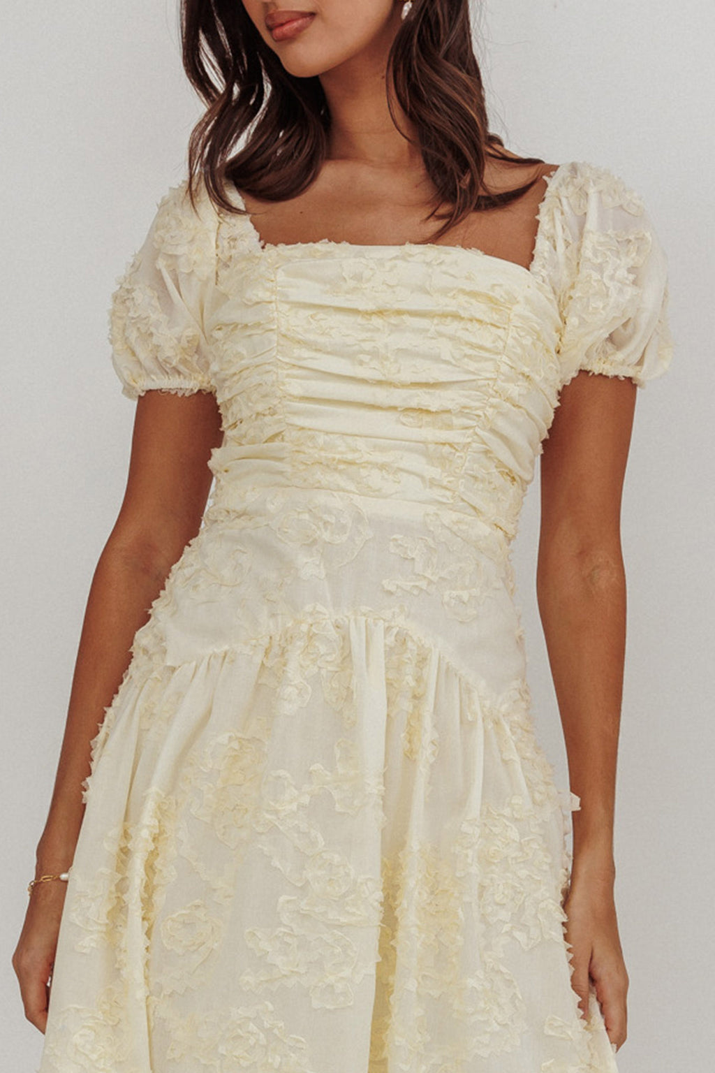 Telma Puff Sleeves Midi Dress Butter by Selfie Leslie Australia