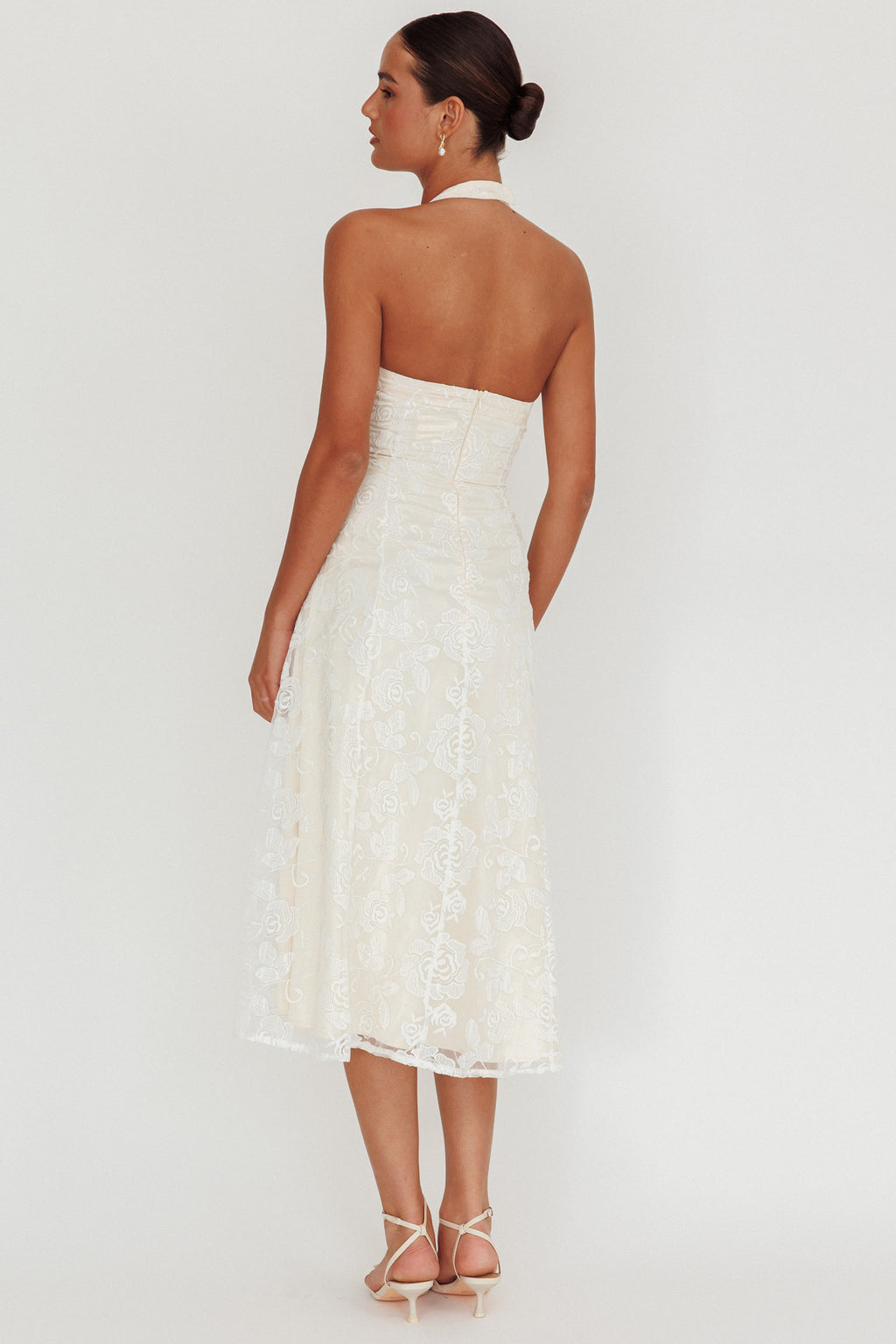 Elliott A-Line Halter Neck Midi Dress White by Selfie Leslie Australia