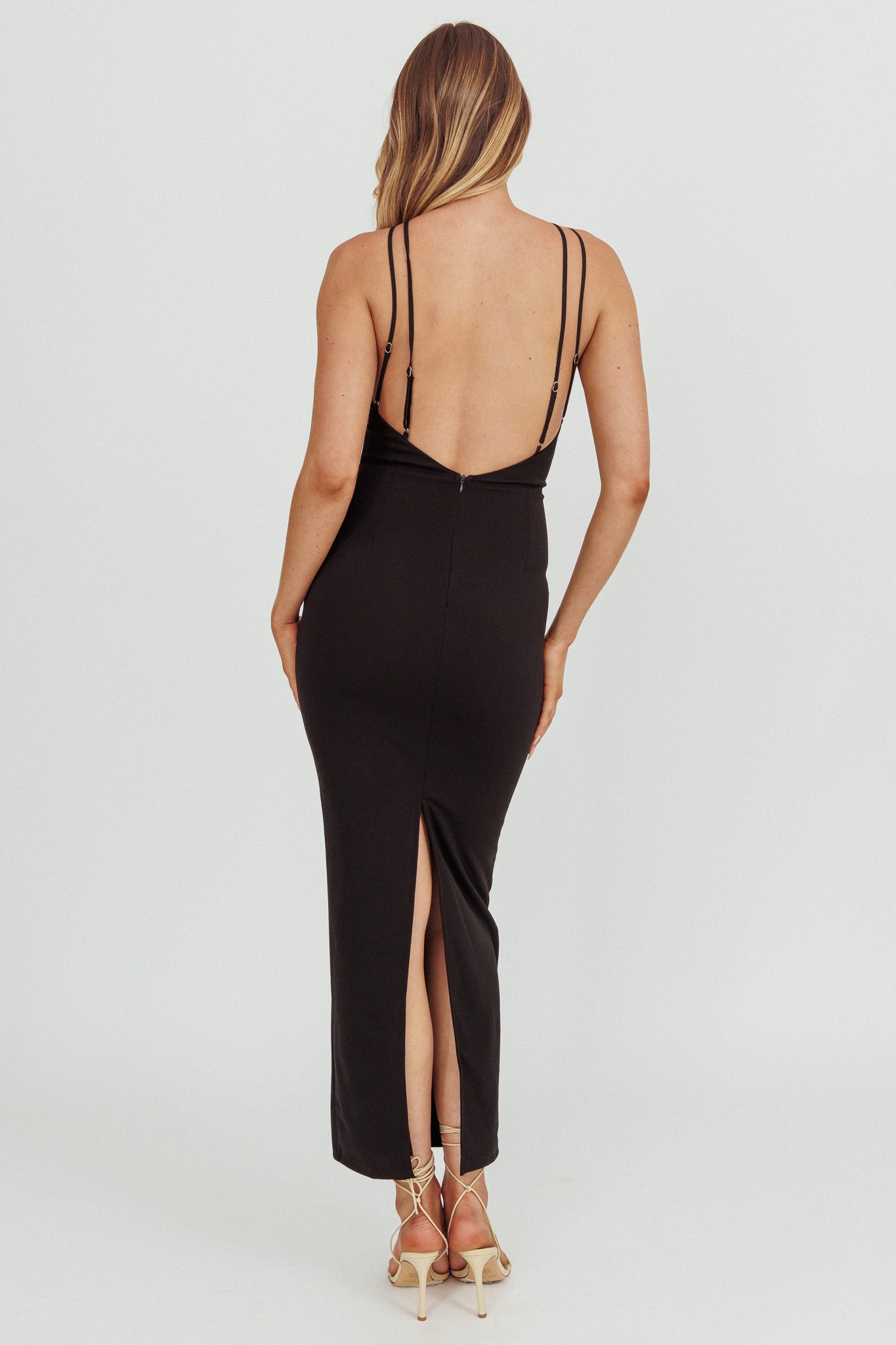 Feels Good Backless Bodycon Maxi Dress Black by Selfie Leslie Australia