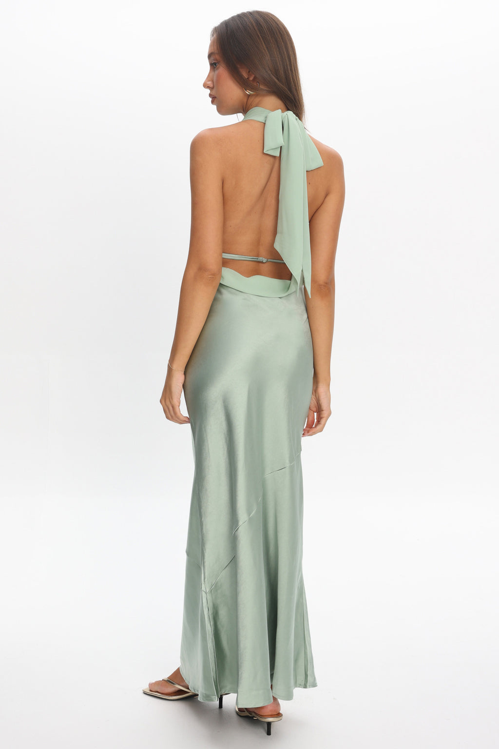 Leading Lady Open Back Cowl Maxi Dress Sage by Selfie Leslie Australia