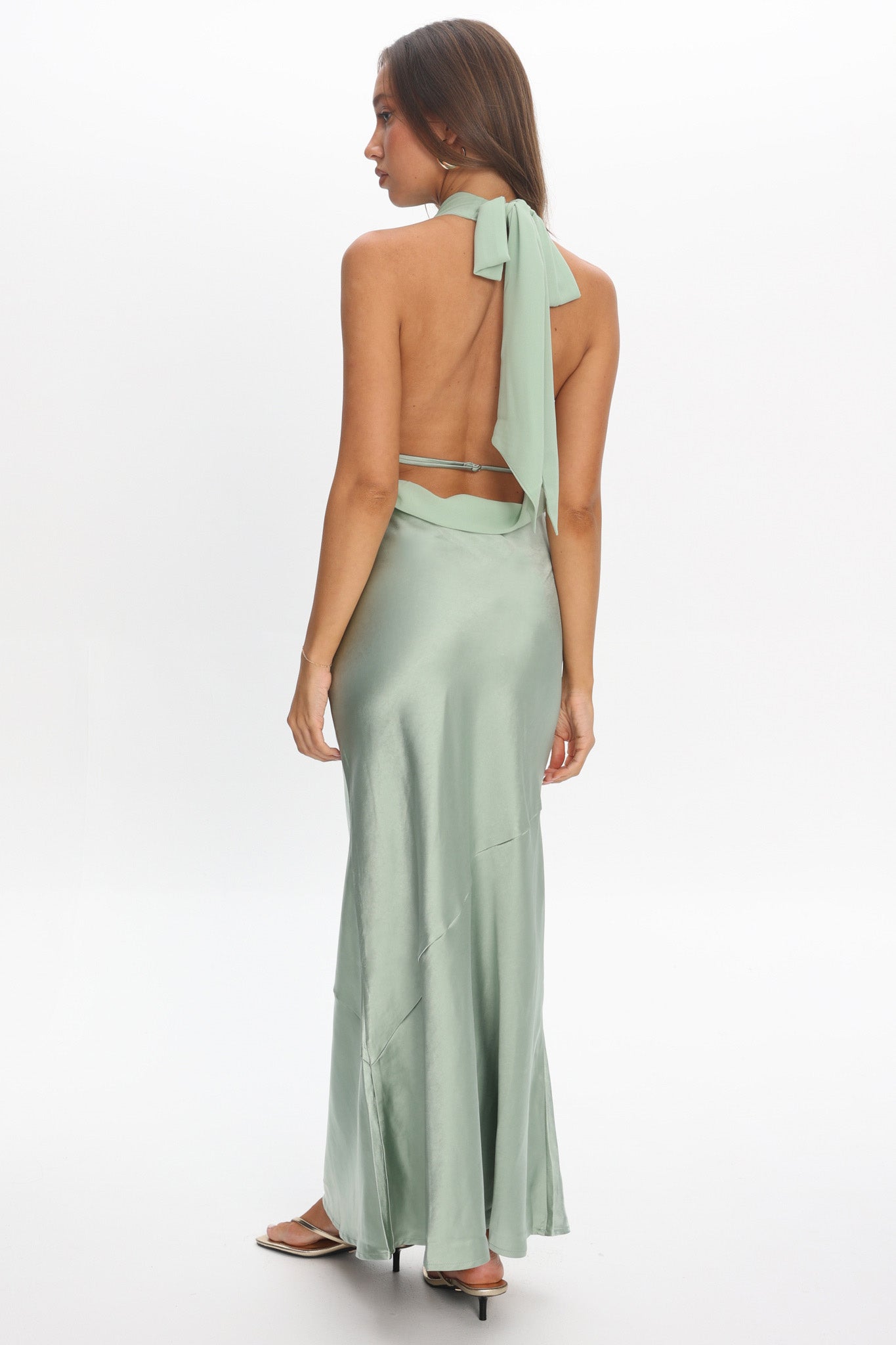 Leading Lady Open Back Cowl Maxi Dress Sage by Selfie Leslie Australia