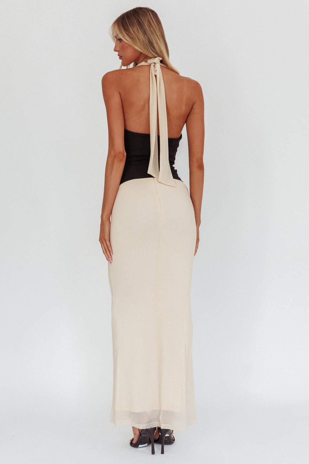 Milos Contrast Halter Maxi Dress Cream by Selfie Leslie Australia