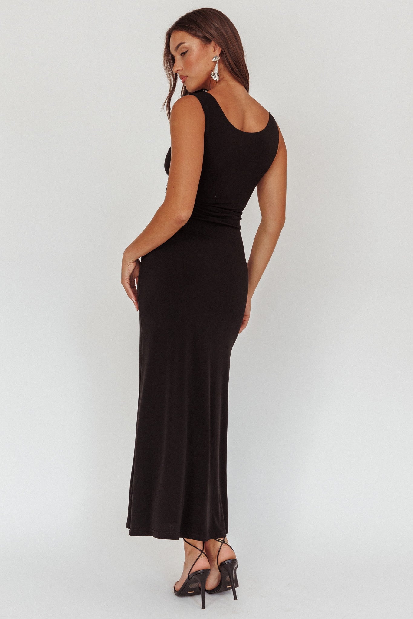 Costa Cut-Out Waist Maxi Dress Black by Selfie Leslie Australia