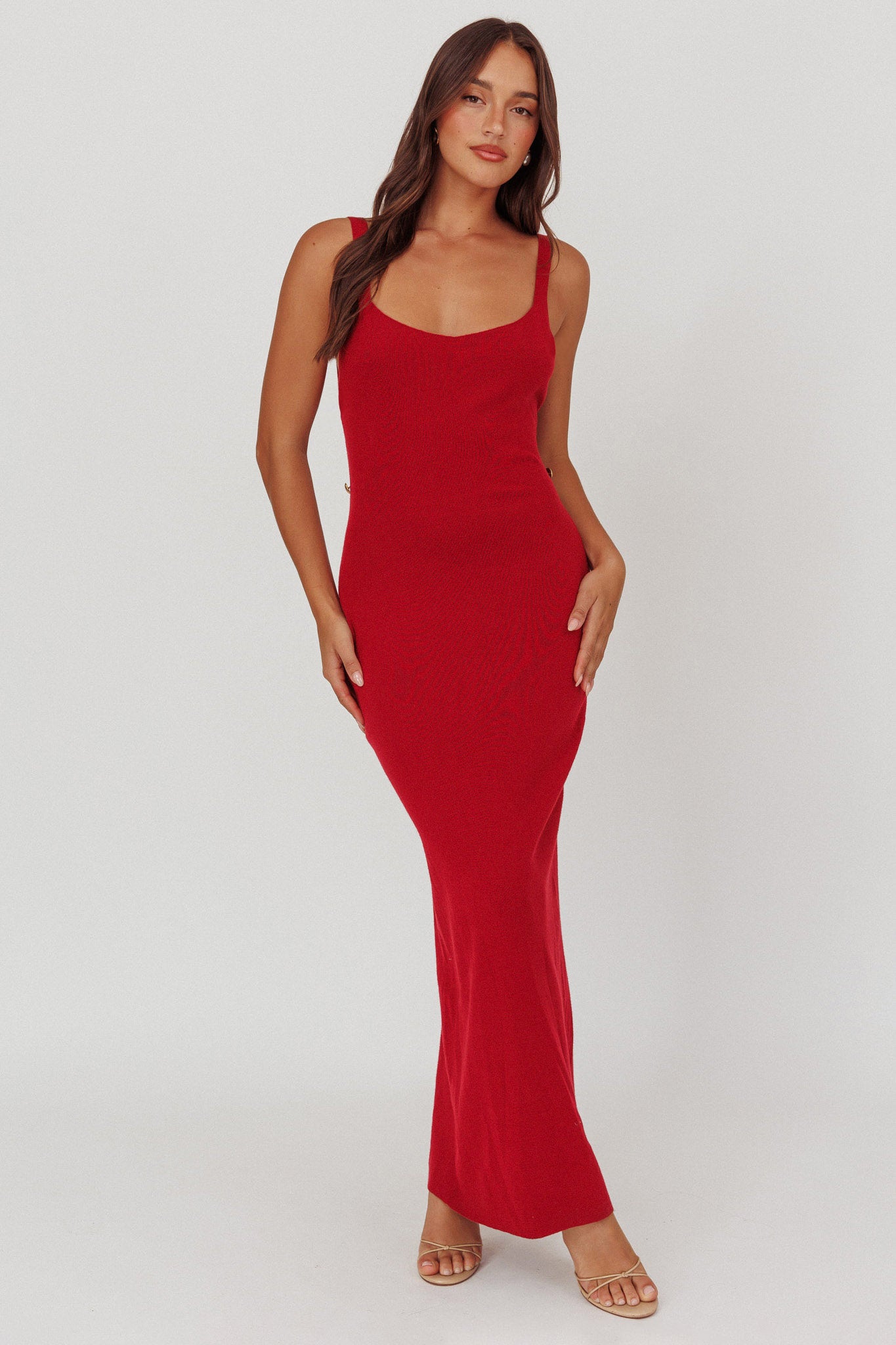 Fall Moon Cut-Out Back Maxi Dress Cherry by Selfie Leslie Australia