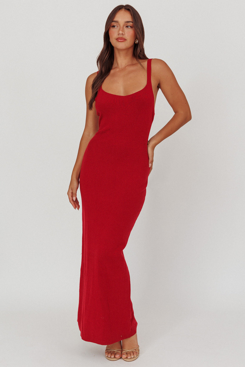 Fall Moon Cut-Out Back Maxi Dress Cherry by Selfie Leslie Australia