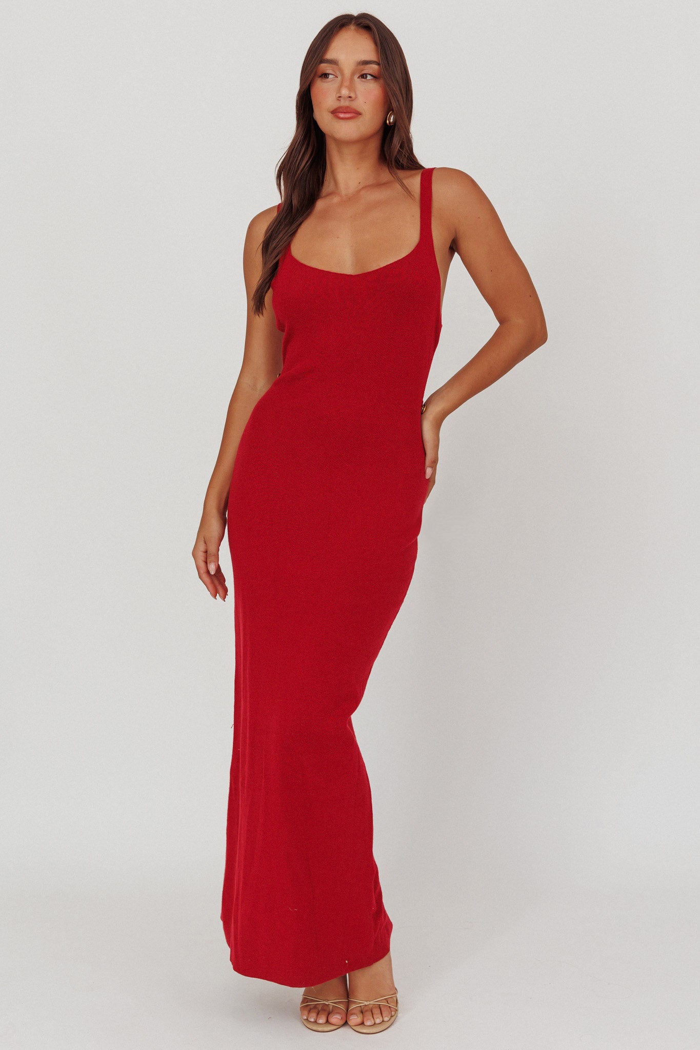 Fall Moon Cut-Out Back Maxi Dress Cherry by Selfie Leslie Australia