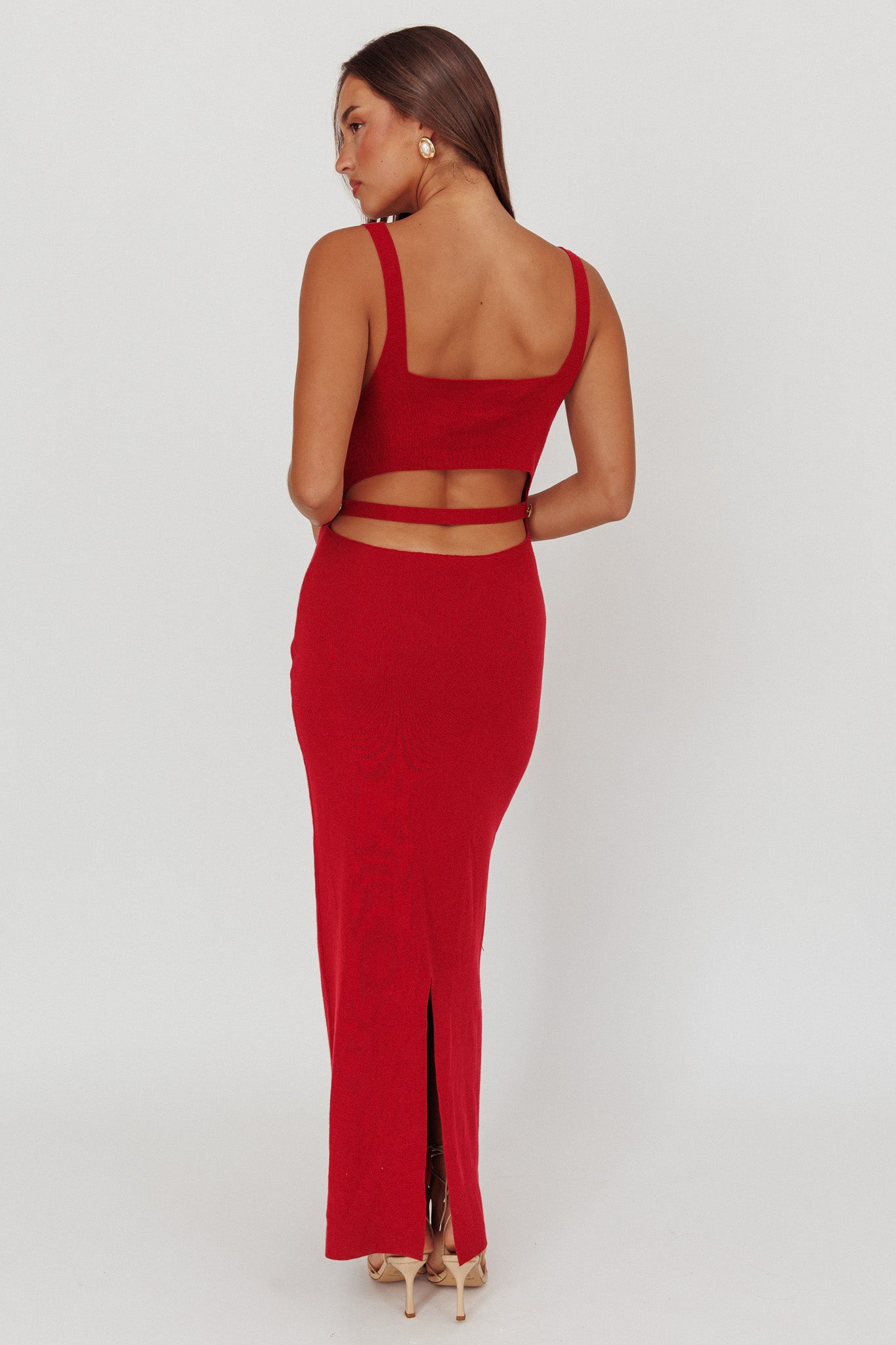 Fall Moon Cut-Out Back Maxi Dress Cherry by Selfie Leslie Australia