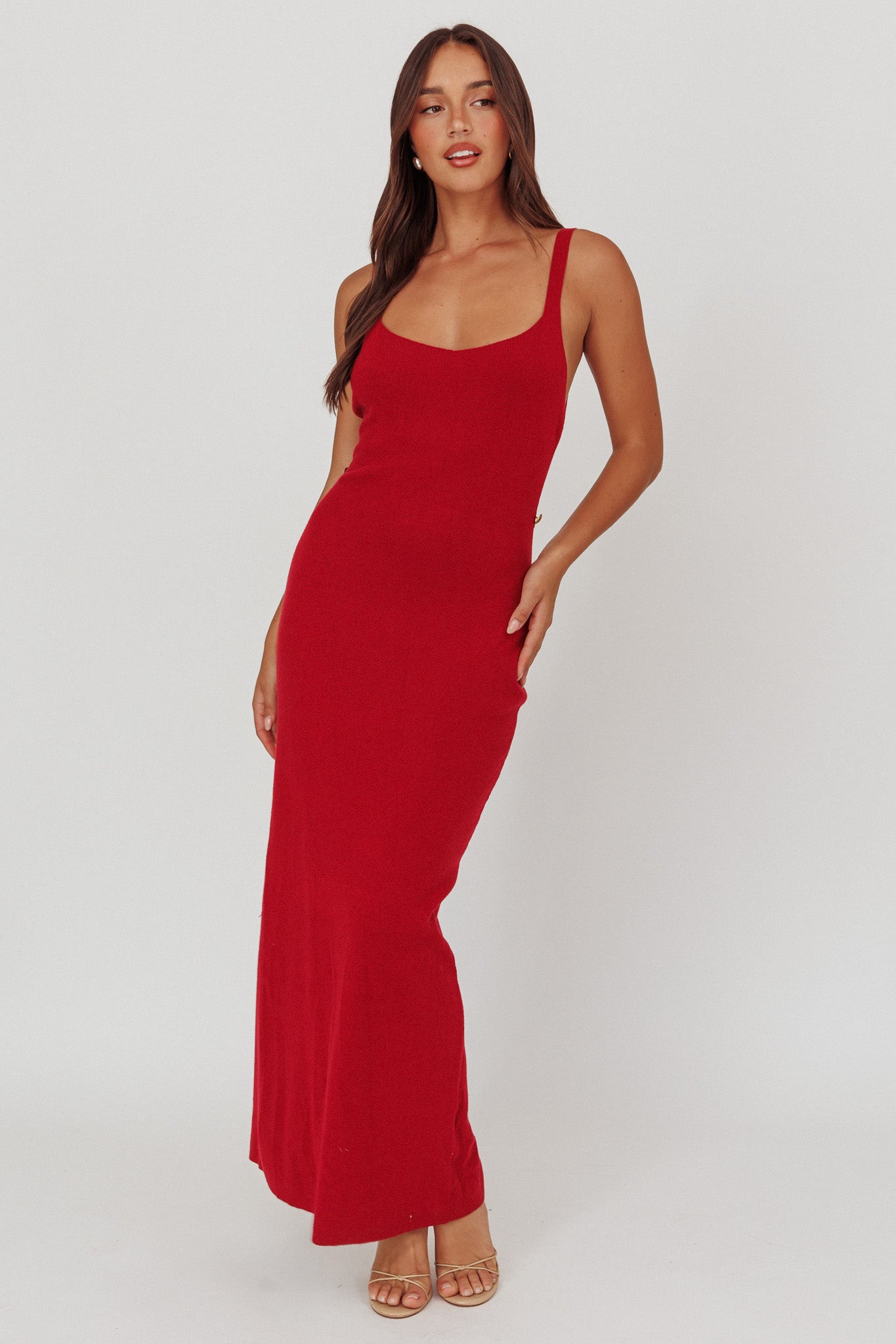 Fall Moon Cut-Out Back Maxi Dress Cherry by Selfie Leslie Australia